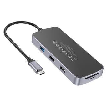 Кабель Hoco HB32 Type-C HDMI/Type-C/USB3.0/USB2.0 * 2/RJ45/SD/TF 100W 0,18 м Metal Gray (6931474791320) фото №3
