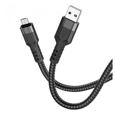 Кабель для заряджання телефонів Hoco U110 Extra Durability USB - Micro USB 2.4 A 1.2 м чорний (49840) фото №3