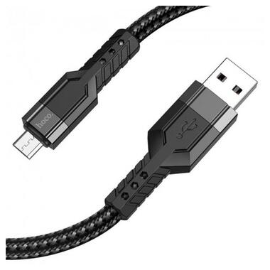 Кабель для заряджання телефонів Hoco U110 Extra Durability USB - Micro USB 2.4 A 1.2 м чорний (49840) фото №2