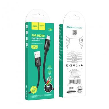 Кабель Hoco X89 Wind USB Type-A to Micro USB 1м Black (6931474784346) фото №3