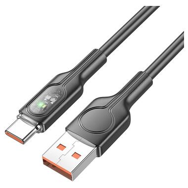 Дата кабель Hoco U120 Transparent explore intelligent power-off USB to Type-C 5A, 1.2 м Black фото №3