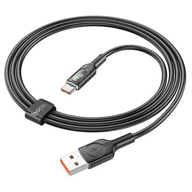 Дата кабель Hoco U120 Transparent explore intelligent power-off USB to Type-C 5A, 1.2 м Black фото №4
