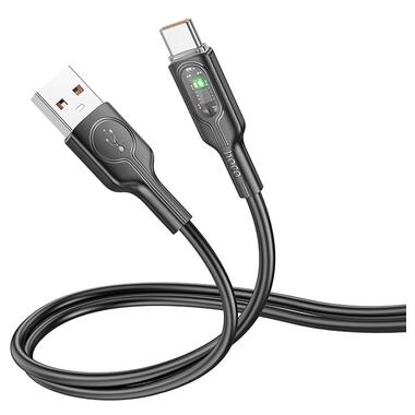 Дата кабель Hoco U120 Transparent explore intelligent power-off USB to Type-C 5A, 1.2 м Black фото №2
