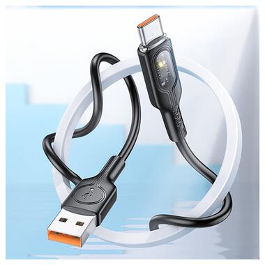 Дата кабель Hoco U120 Transparent explore intelligent power-off USB to Type-C 5A, 1.2 м Black фото №5