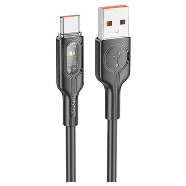 Дата кабель Hoco U120 Transparent explore intelligent power-off USB to Type-C 5A, 1.2 м Black фото №1