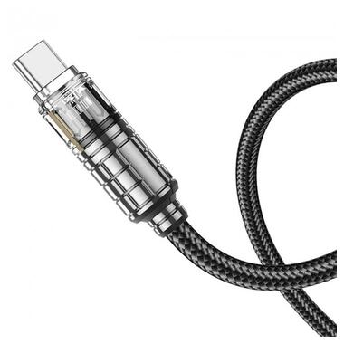 Дата кабель Hoco U122 Lantern Transparent Discovery Edition Type-C to Type-C 60W Black фото №5