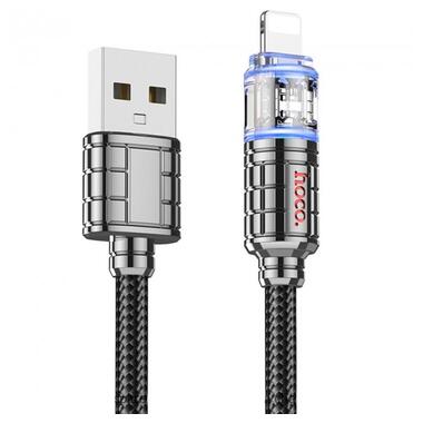 Дата кабель Hoco U122 Lantern Transparent Discovery Edition USB to Lightning Black фото №1
