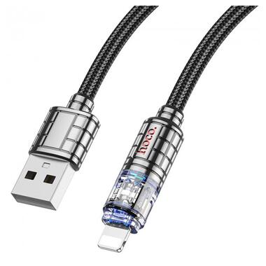 Дата кабель Hoco U122 Lantern Transparent Discovery Edition USB to Lightning Black фото №3