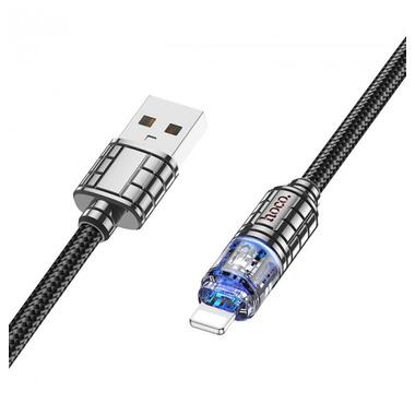 Дата кабель Hoco U122 Lantern Transparent Discovery Edition USB to Lightning Black фото №2