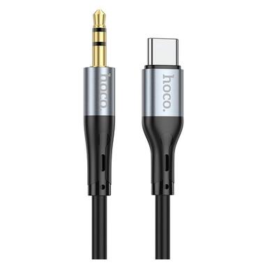 Кабель Hoco UPA22 3.5 mm to Type-C silicone digital audio conversion cable |1M| чорний фото №1