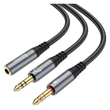 Кабель HOCO 2-in-1 3.5 headset audio adapter Cable UPA21 (female to 2male) |0.25M| черный фото №5