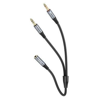 Кабель HOCO 2-in-1 3.5 headset audio adapter Cable UPA21 (female to 2male) |0.25M| черный фото №1