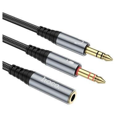 Кабель HOCO 2-in-1 3.5 headset audio adapter Cable UPA21 (female to 2male) |0.25M| черный фото №6