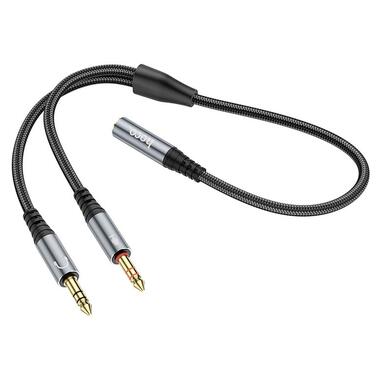 Кабель HOCO 2-in-1 3.5 headset audio adapter Cable UPA21 (female to 2male) |0.25M| черный фото №2