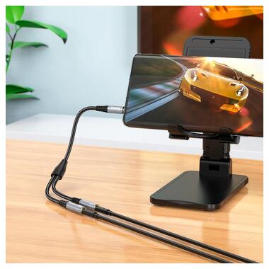 Кабель HOCO 2-in-1 3.5 headset audio adapter Cable UPA21 (male to 2female) |0.25M| черный фото №7