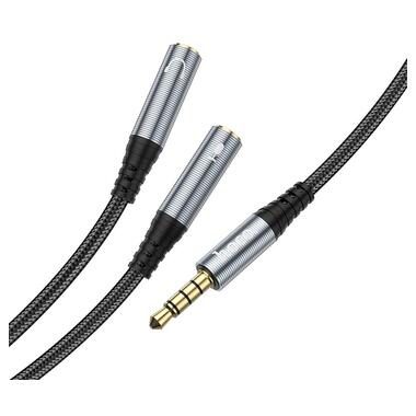 Кабель HOCO 2-in-1 3.5 headset audio adapter Cable UPA21 (male to 2female) |0.25M| черный фото №3