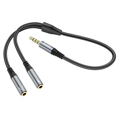 Кабель HOCO 2-in-1 3.5 headset audio adapter Cable UPA21 (male to 2female) |0.25M| черный фото №5