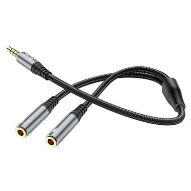 Кабель HOCO 2-in-1 3.5 headset audio adapter Cable UPA21 (male to 2female) |0.25M| черный фото №6