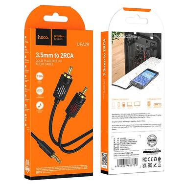 Кабель Hoco 3.5 double Lotus RCA audio cable UPA28 |1.5M| черный фото №6