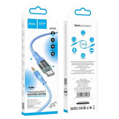 Кабель HOCO 3.5 mm to Type-C Transparent Discovery Edition Digital audio conversion cable UPA25 |1M| синий фото №2