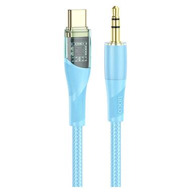 Кабель HOCO 3.5 mm to Type-C Transparent Discovery Edition Digital audio conversion cable UPA25 |1M| синий фото №1