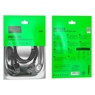 Кабель HOCO Cutting-edge HDTV 2.0 male-to-male 4K HD data cable US09 (L=1M) черный фото №7