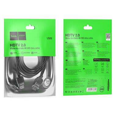Кабель HOCO Cutting-edge HDTV 2.0 male-to-male 4K HD data cable US09 (L=2m) черный фото №6