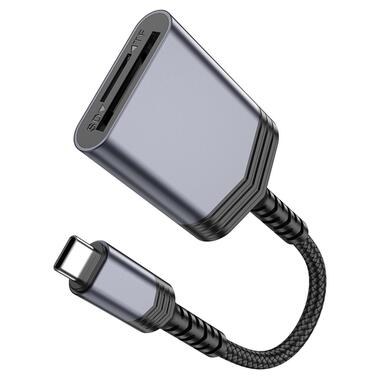 Переходник HOCO 2-in-1 Card reader Type-C UA25 серый фото №6