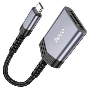 Переходник HOCO 2-in-1 Card reader Type-C UA25 серый фото №2