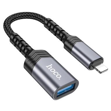 Переходник Hoco iP male to USB female 2.0 converter UA24 серый фото №1