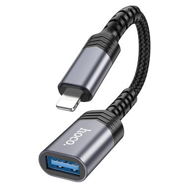 Переходник Hoco iP male to USB female 2.0 converter UA24 серый фото №3