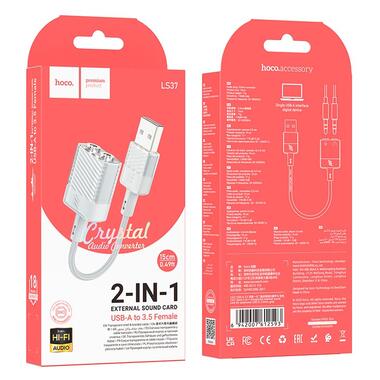 Переходник HOCO Spirit 2-in-1 transparent external sound card for earphones USB to 3.5 mm серый фото №5