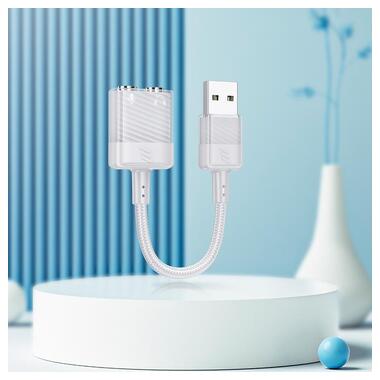 Переходник HOCO Spirit 2-in-1 transparent external sound card for earphones USB to 3.5 mm серый фото №4