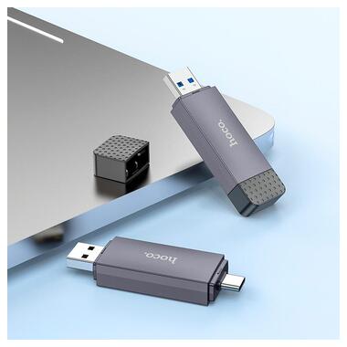 Переходник HOCO Spirit 2-in-1 USB / Type-C 3.0 Card reader HB45 серый фото №5