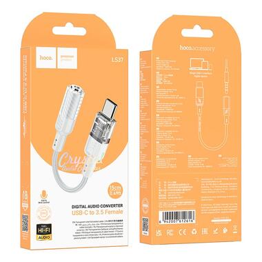 Переходник HOCO Spirit transparent digital audio converter Type-C to 3.5 mm LS37 серый фото №5