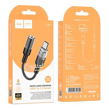 Переходник HOCO Spirit transparent digital audio converter Type-C to 3.5 mm LS37 черный фото №6