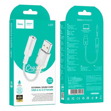Переходник HOCO Spirit transparent external Sound Card USB to 3.5 mm LS37 серый фото №5