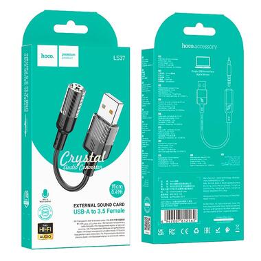 Переходник HOCO Spirit transparent external Sound Card USB to 3.5 mm LS37 черный фото №6