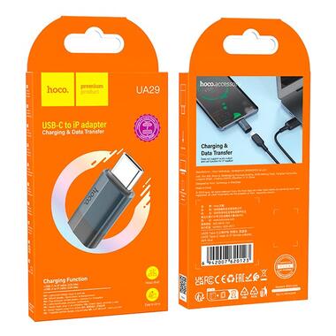 Переходник HOCO Type-C male to iP female charging and data adapter UA29 |3A| черный фото №9