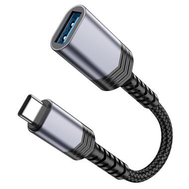 Переходник HOCO Type-C male to USB female 3.0 converter UA24 серый фото №5