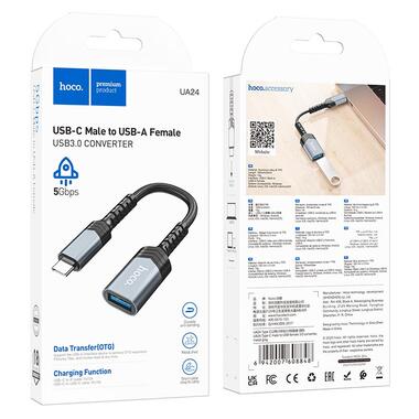 Переходник HOCO Type-C male to USB female 3.0 converter UA24 серый фото №8