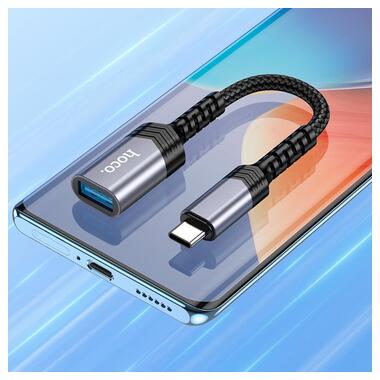 Переходник HOCO Type-C male to USB female 3.0 converter UA24 серый фото №7