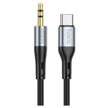 Кабель мультимедийный USB-C to 3.5mm M 1.0m silicone black HOCO (6931474769497) фото №2