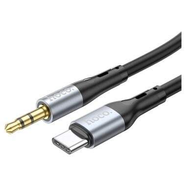 Кабель мультимедийный USB-C to 3.5mm M 1.0m silicone black HOCO (6931474769497) фото №1