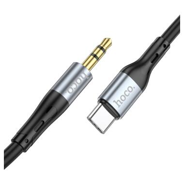 Кабель мультимедийный USB-C to 3.5mm M 1.0m silicone black HOCO (6931474769497) фото №3