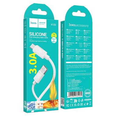 Кабель HOCO X122 Benefit silicone charging data cable Type-C White (6942007662239) фото №2