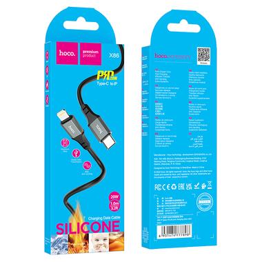 Кабель Hoco X86 iP Spear PD silicone charging data cable Black (6931474777898) фото №2