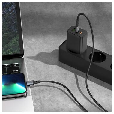 Кабель Hoco X86 iP Spear PD silicone charging data cable Black (6931474777898) фото №4