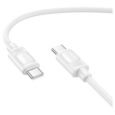 Кабель HOCO X122 Benefit 60W silicone charging data cable C to C White (6942007662253) фото №1
