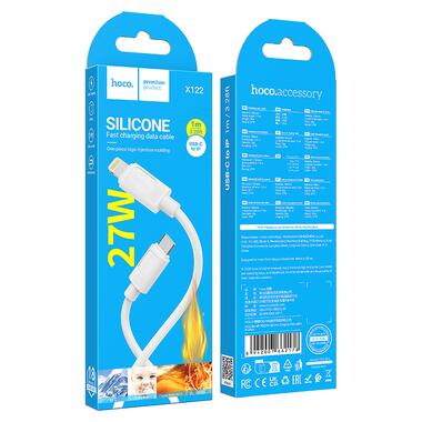 Кабель HOCO X122 Benefit PD27W silicone charging data cable iP White (6942007662178) фото №2